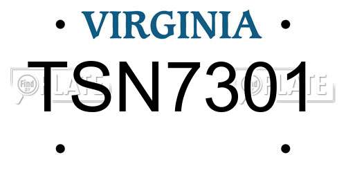 TSN7301 Virginia License Plate
