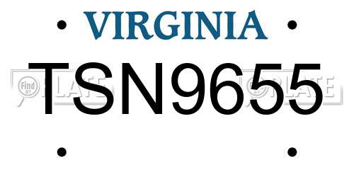 TSN9655 Virginia License Plate
