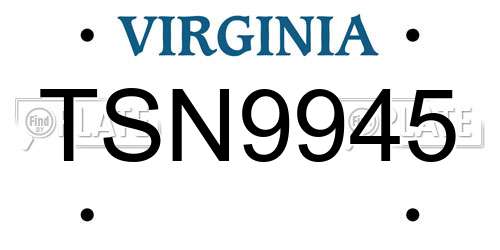 TSN9945 Virginia License Plate