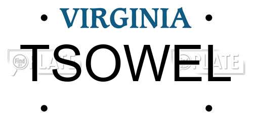 TSOWEL Virginia License Plate