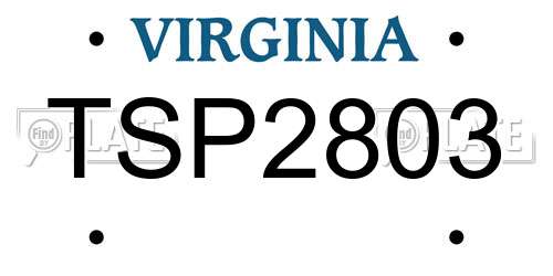TSP2803 Virginia License Plate