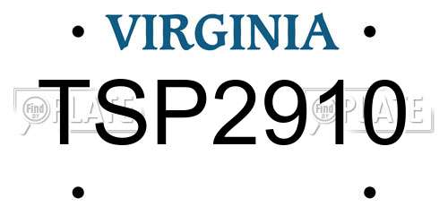 TSP2910 Virginia License Plate