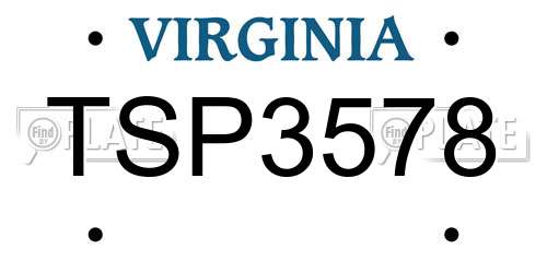 TSP3578 Virginia License Plate