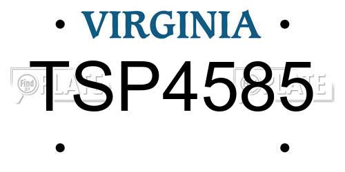 TSP4585 Virginia License Plate