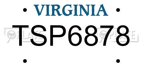 TSP6878 Virginia License Plate