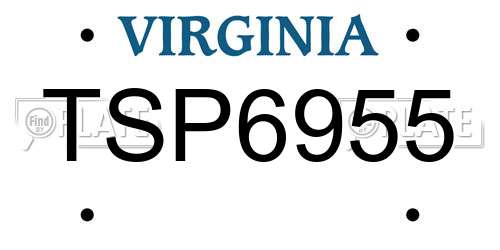 TSP6955 Virginia License Plate