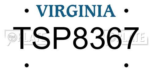 TSP8367 Virginia License Plate