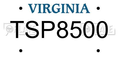 TSP8500 Virginia License Plate