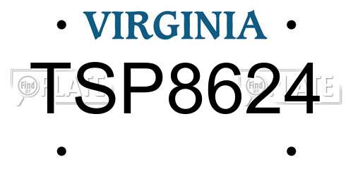 TSP8624 Virginia License Plate