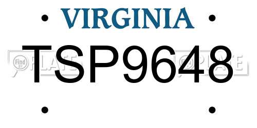 TSP9648 Virginia License Plate
