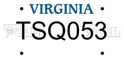 TSQ053 Virginia License Plate