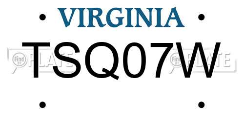 TSQ07W Virginia License Plate