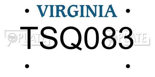 TSQ083 Virginia License Plate