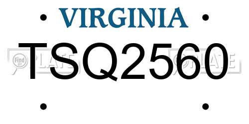 TSQ2560 Virginia License Plate