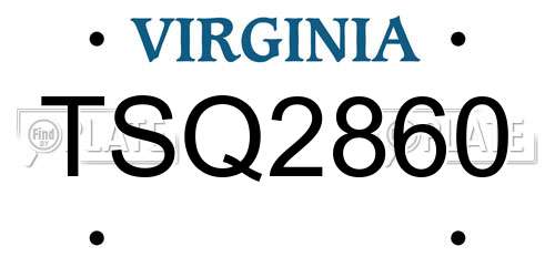 TSQ2860 Virginia License Plate