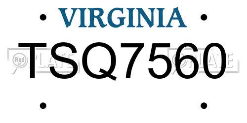TSQ7560 Virginia License Plate