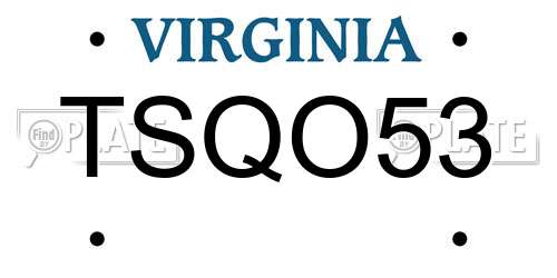 TSQO53 Virginia License Plate