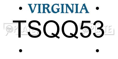 TSQQ53 Virginia License Plate