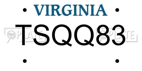 TSQQ83 Virginia License Plate