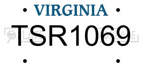 TSR1069 Virginia License Plate