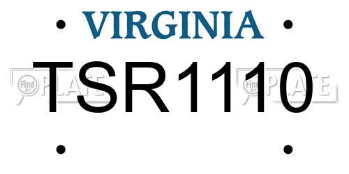 TSR1110 Virginia License Plate
