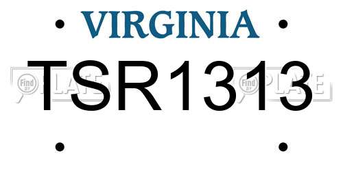 TSR1313 Virginia License Plate