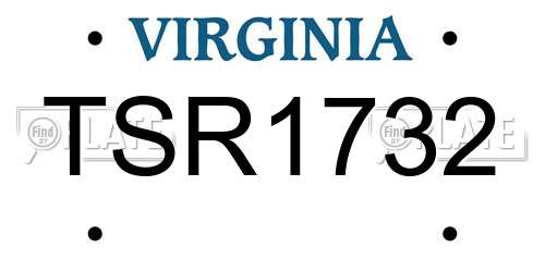 TSR1732 Virginia License Plate