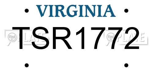 TSR1772 Virginia License Plate