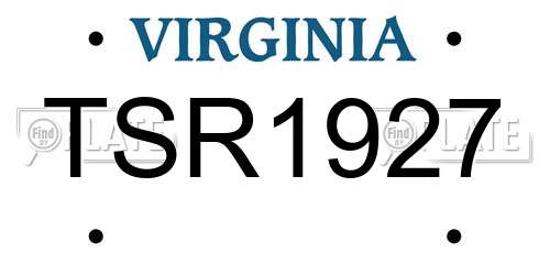 TSR1927 Virginia License Plate