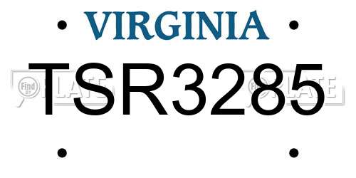 TSR3285 Virginia License Plate