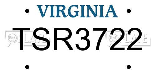 TSR3722 Virginia License Plate