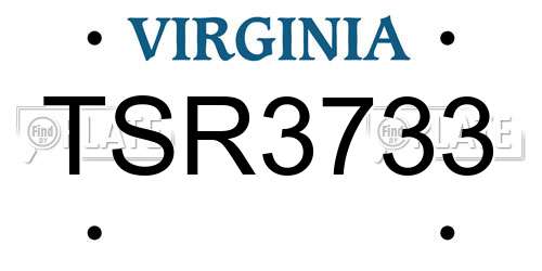 TSR3733 Virginia License Plate