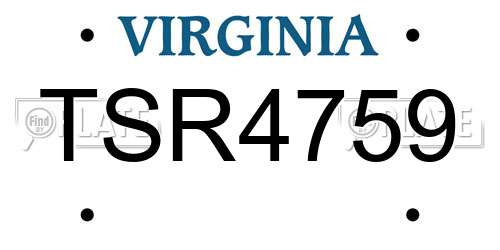 TSR4759 Virginia License Plate
