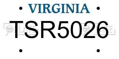 TSR5026 Virginia License Plate