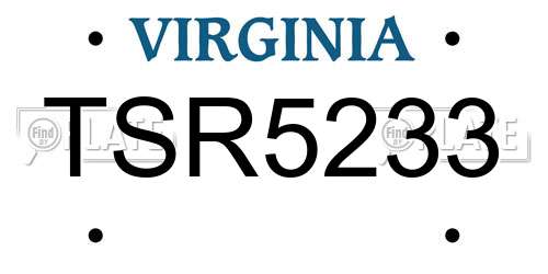 TSR5233 Virginia License Plate
