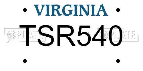 TSR540 Virginia License Plate