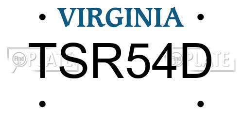 TSR54D Virginia License Plate