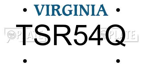 TSR54Q Virginia License Plate