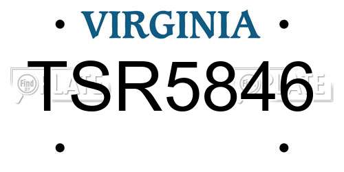 TSR5846 Virginia License Plate
