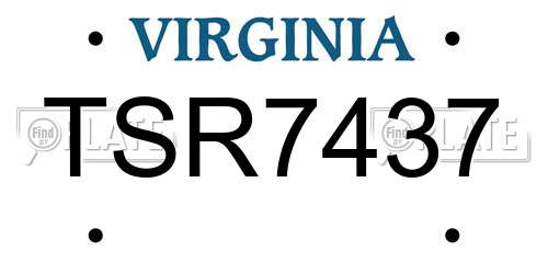 TSR7437 Virginia License Plate