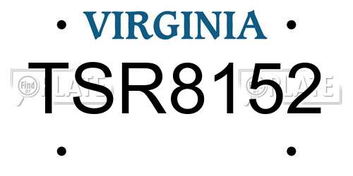 TSR8152 Virginia License Plate