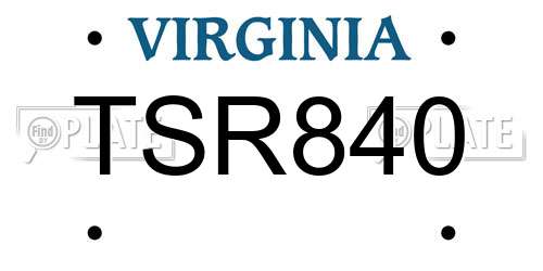 TSR840 Virginia License Plate