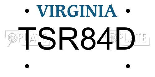TSR84D Virginia License Plate
