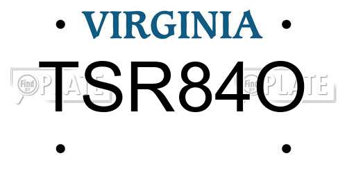 TSR84O Virginia License Plate