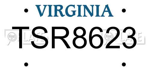 TSR8623 Virginia License Plate