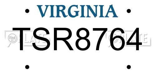 TSR8764 Virginia License Plate