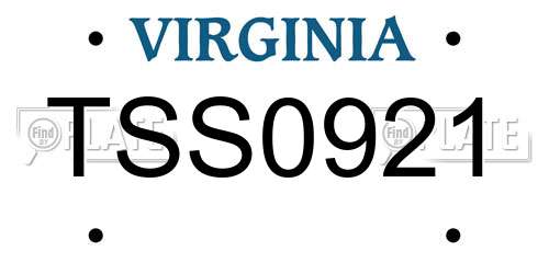 TSS0921 Virginia License Plate