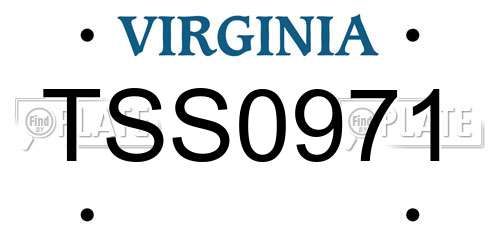 TSS0971 Virginia License Plate