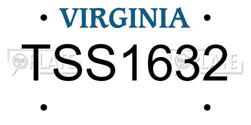 TSS1632 Virginia License Plate