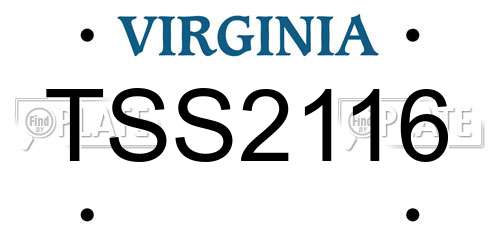 TSS2116 Virginia License Plate